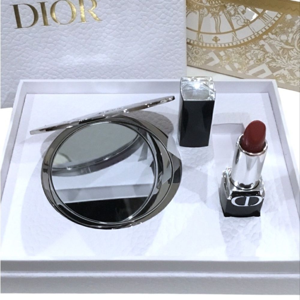 DIOR EXCLUSIVE POCKET MIRROR AND ROUGE DIOR FLORAL LIP CARE LONG WEAR